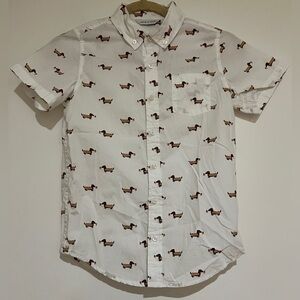 Boys Janie and Jack White Shirt with Dog Print